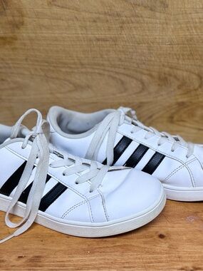 adidas White Sneakers with Black Stripes